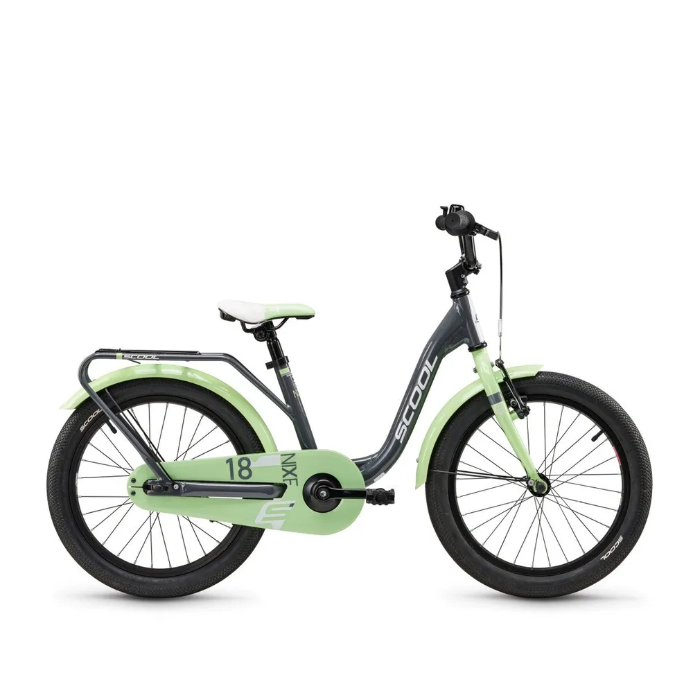 Scool niXe 18-1-speed terugtraprem Jongens Dark Grey/Pastel Green 18" 2025